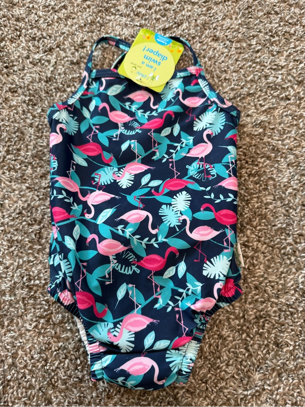 IPLAY BY GREEN SPROUTS ONE PIECE SWIMSUIT Size 6m BUILT IN REUSABLE SWIM DIAPER